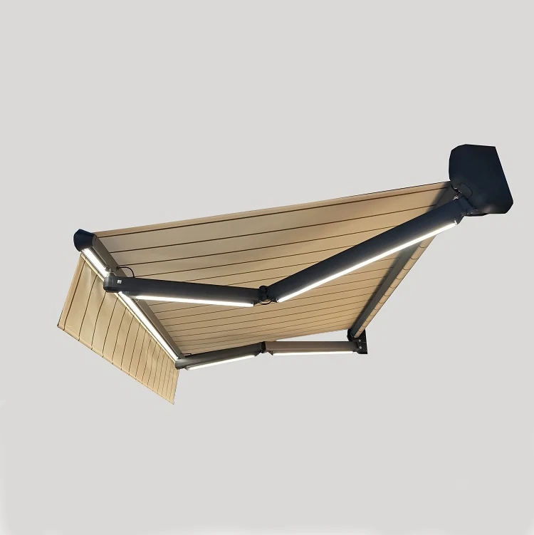 Electric Awning Price Remote Controlled Retractable Garden Patio Awning Sun Shade Shelter Awning Canopy With LED Light Kit