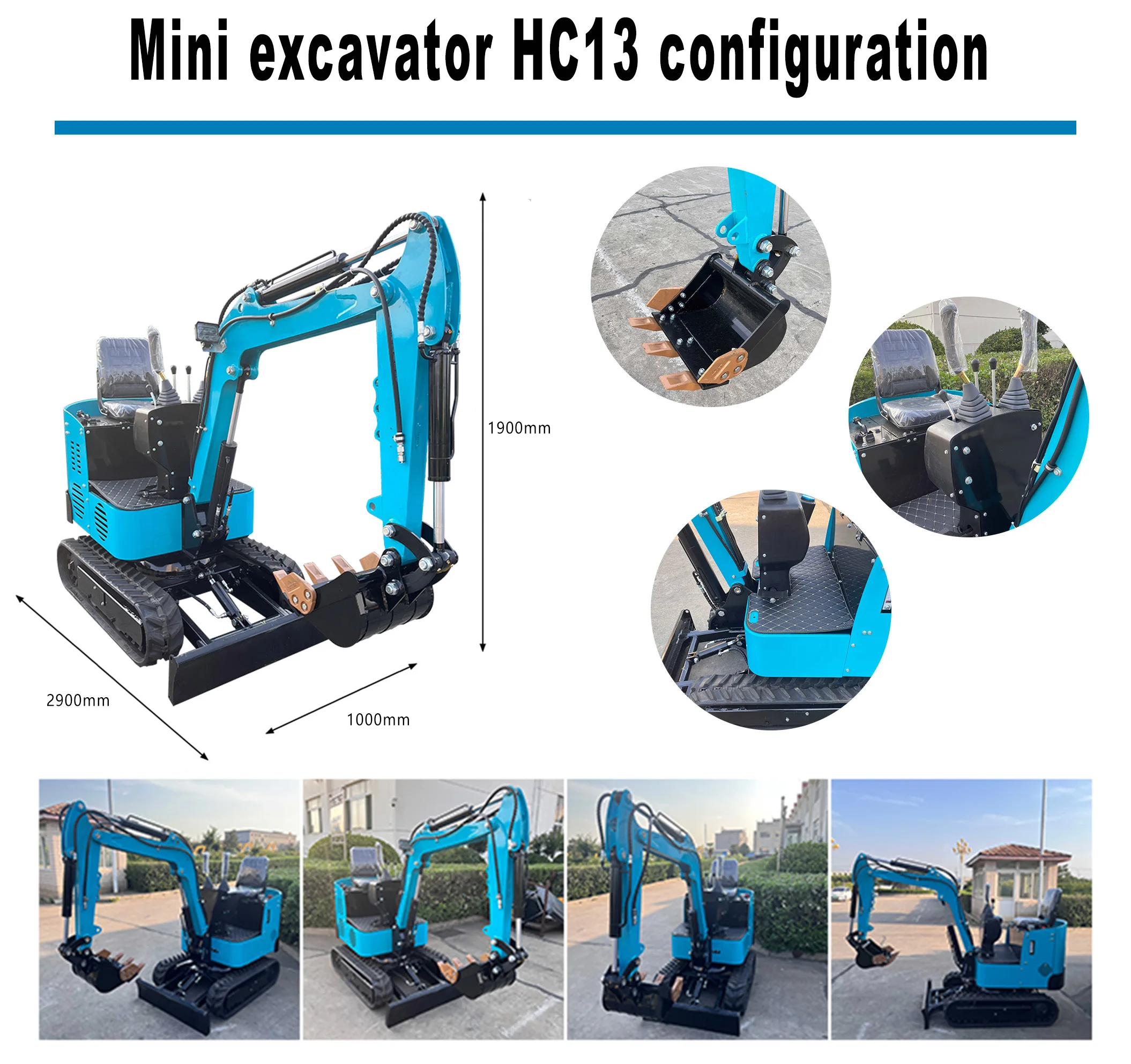 Free Shipping! Euro 5 Mini Excavator 0.8 1 Ton China Crawler Type