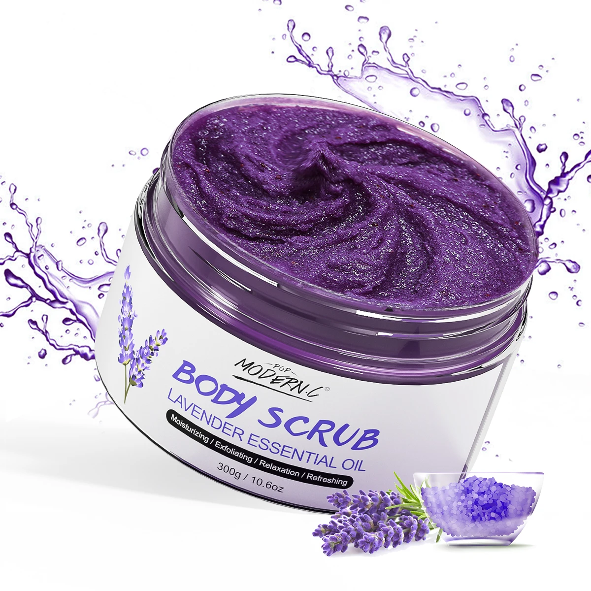 Частная этикетка, удаление омертвевшей кожи с высоким эффектом, отбеливающий Лавандовый скраб для тела