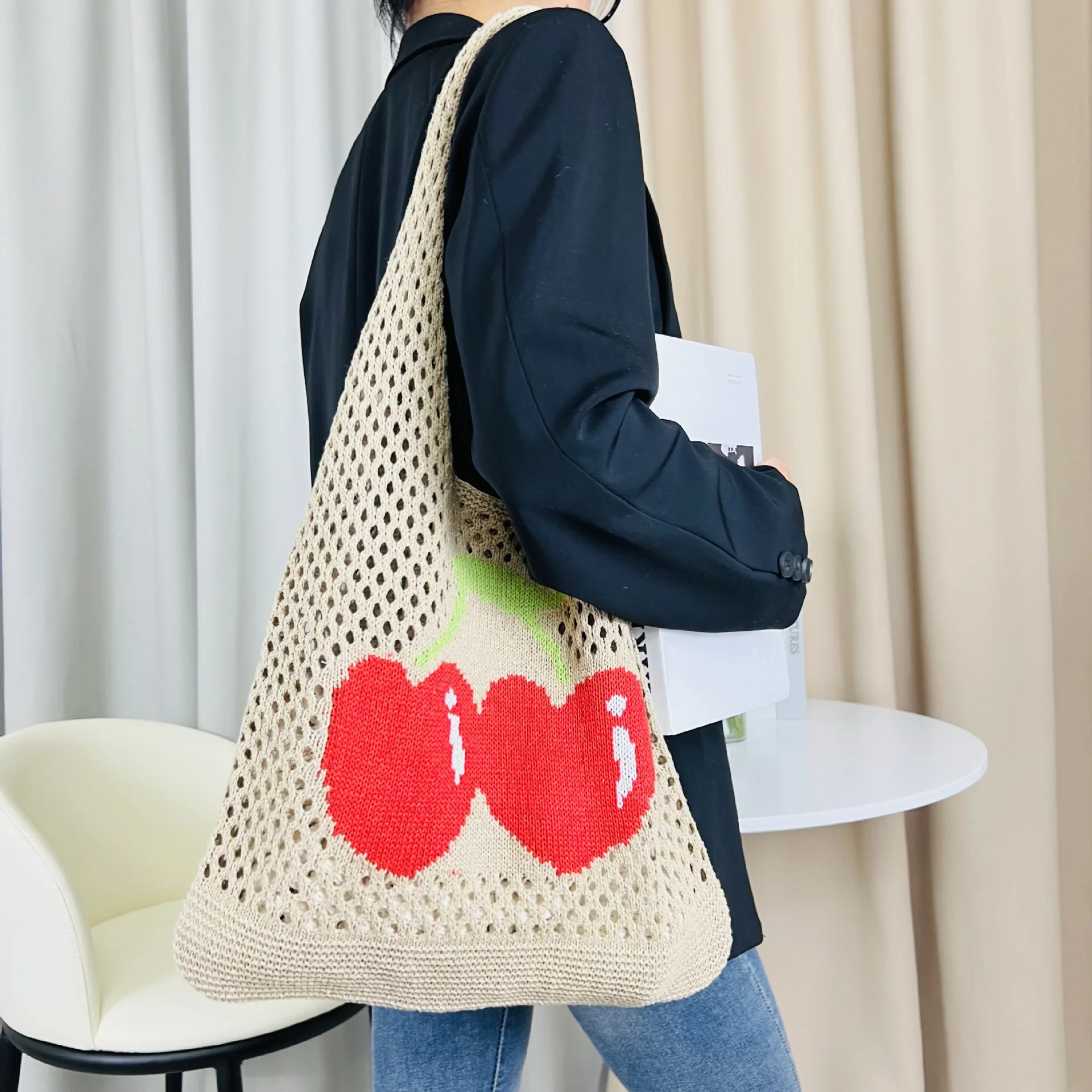 [ KIRSH ]★22FW★CHERRY HANDMADE KNIT BAG Kfashion kirsh cherry handmade knit bag