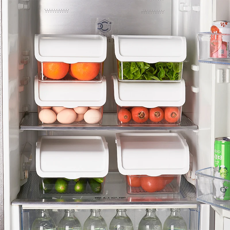 WANUO Clear Plastic Fridge Organizer Food-Grade Material Fridge Food Storage Container 6L Fridge Organizer