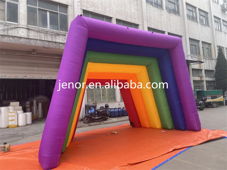 Colorful Rainbow Inflatable Arch Tunnel Entrance for Pride Parade Party Decoration