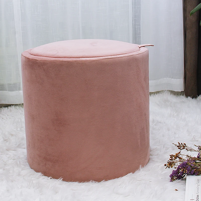 Customize Wholesale Furniture Tufted Soft New Design Round Velvet Ottoman Pouffe with Tray Coffee Table Foot Rest Stool