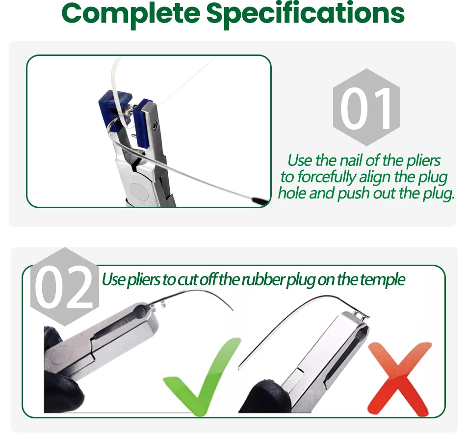Rimless Glasses Tool Pliers Glasses Repair Kit 3T-B01C Lens Processing Repair Kit Pliers Screw