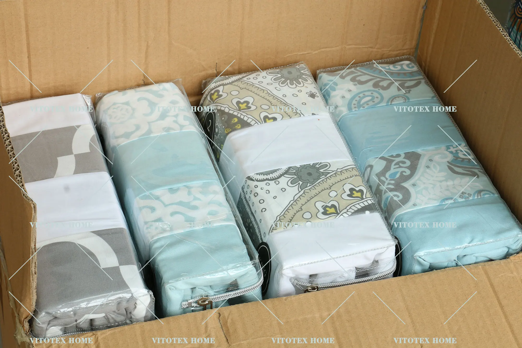 Factory Bed Sheet 6pc Modern Pattern Printed Bedding Sheet Set With 1 Flat & 1 Fitted Sheet With