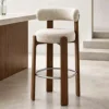 60cm Walnut Frame, Beige Cotton Linen