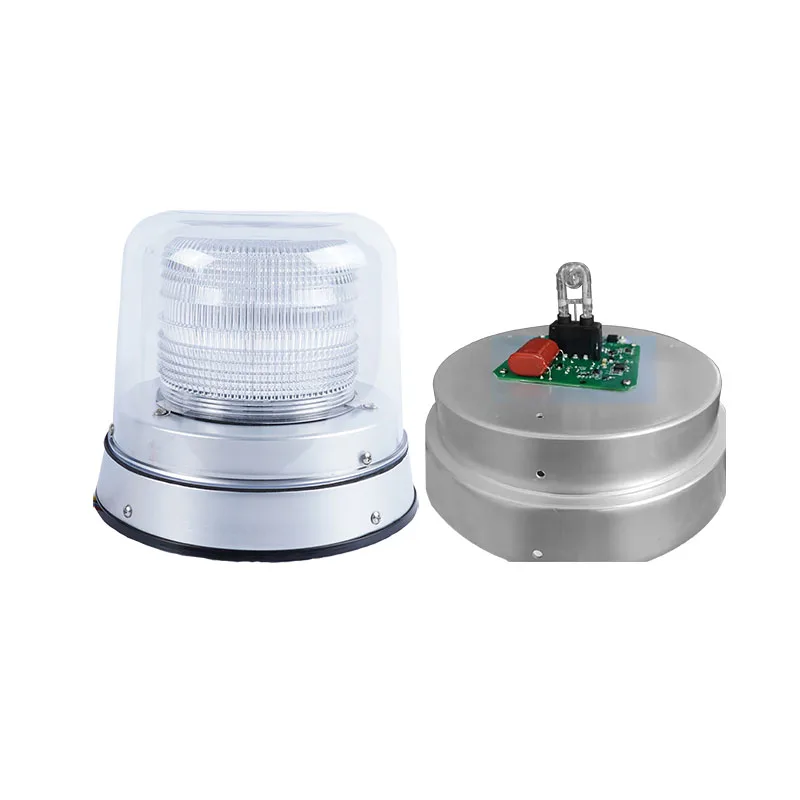 High Profile Permanent Dual Cover White Xenon Strobe Lamp Heavy-Duty Spun Aluminum Base Tall Dome Flashing Warning Beacon Light