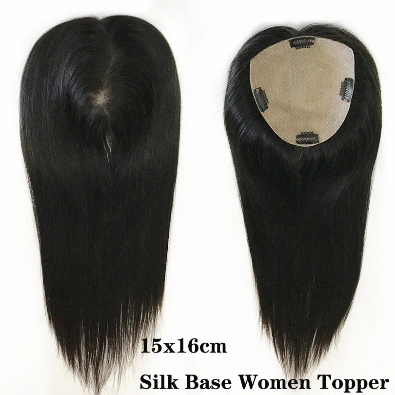 15x16cm Virgin Human Hair Silk Top Injected Skin Base Toupee Natural Scalp Hairpiece for Women_voghion.com