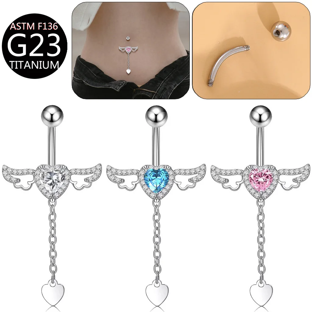 Barra Bilanciere Per Ombelico Piercing Per Ombelico A Forma Di Cuore Con Goccia Di Cristallo Bilanciere R 1182966 - Foto 4