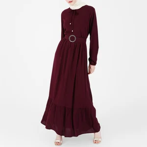 Wholesale New Muslim Middle East Arab Women's Fashion Casual Loose Long Sleeve Dress