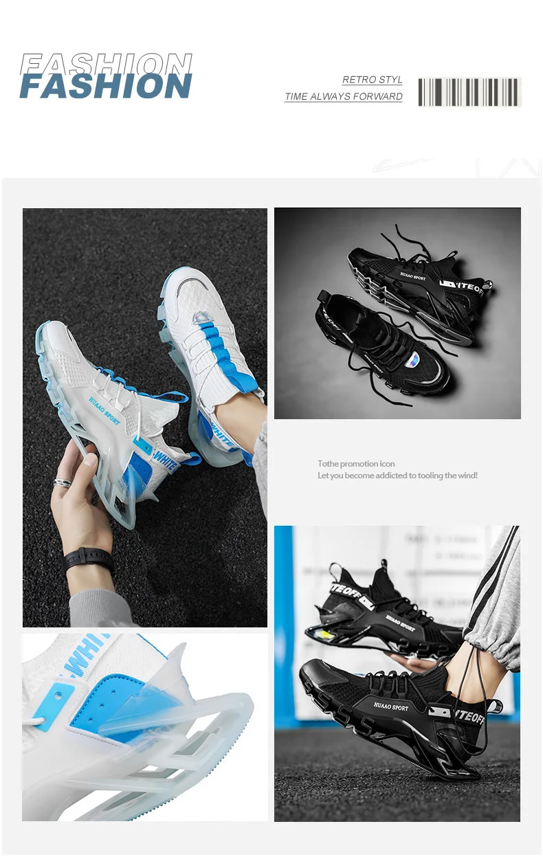 New Arrival Trendy Blade Running Shoes Men Breathable Reflective Sneakers Antiskid Outsole Cushioning Sport Shoes Training