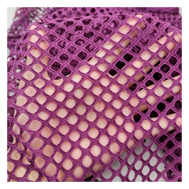 YDM008 95% Polyester 5% Spandex Stretch Mesh Fabric Big Hole Sexy Women Fishnet Underwear Fabric