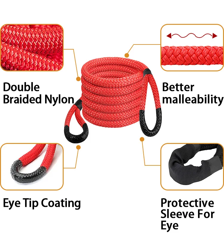 1 Inch Off-road 4x4 Double Braided Nylon Kinetic Recovery Rope Towing ...