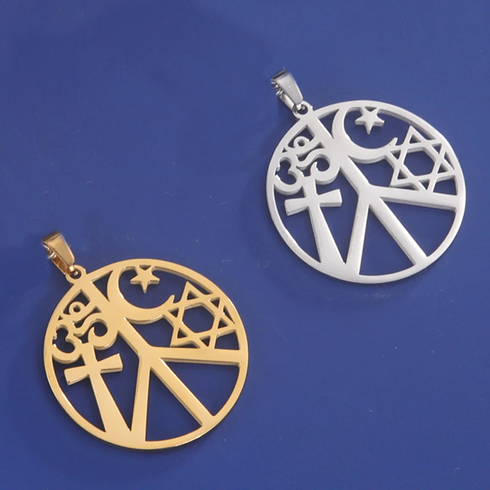 Myshape Peace Sign Symbol Pendant for Necklace Earrings Harmony and Coexistence Religious Amulet Stainless Steel Jewelry