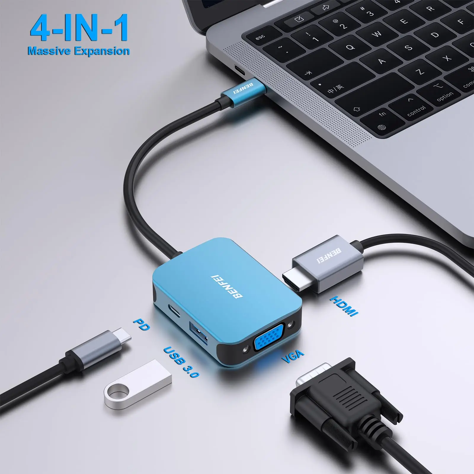 4 In 1 Multi USB Charging Cable Fast Charger Cord For IPhone/Type C - Foto 3
