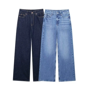 GX4162 Fashion Street Wear Women Clothing Boutique Simple Washable Jeans Retro Casual Wide Leg Denim Pant