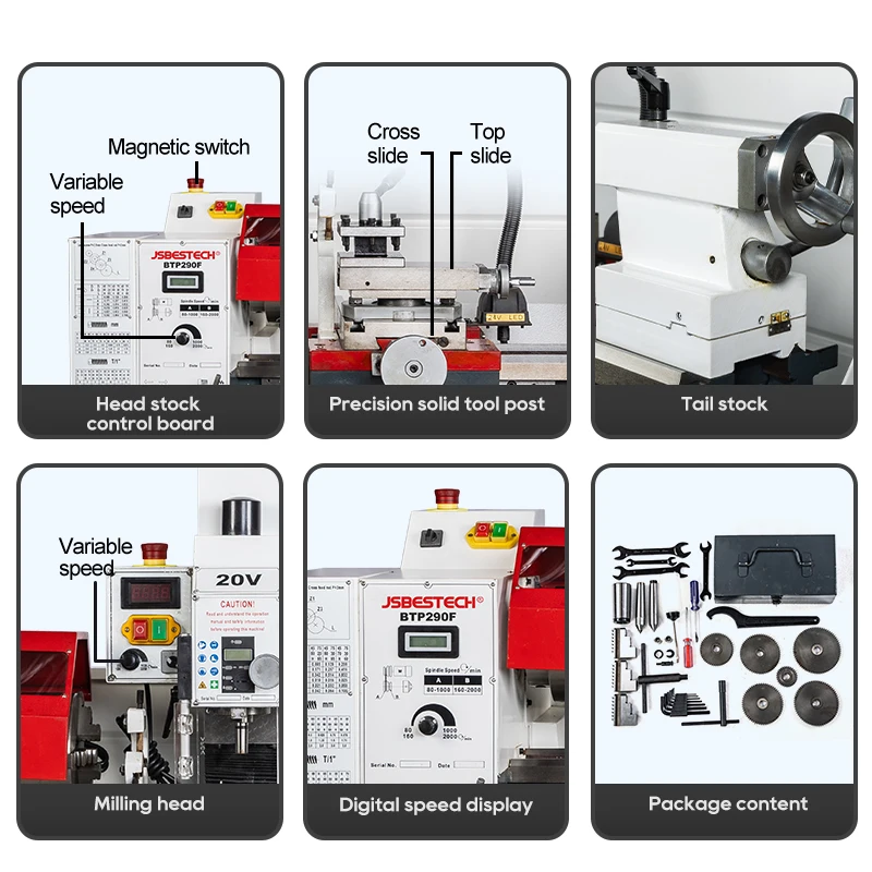 BT290F Precision Lathe Mill Combo Machine for Metal Turning and Drilling