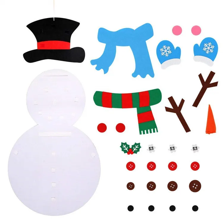 Felt Christmas Snowman DIY Felt Christmas Snowman Games Set Xmas Felt  Decorations Wall Hanging Ornaments Kids Gifts Party Supplies - Snowman  A/1PCS