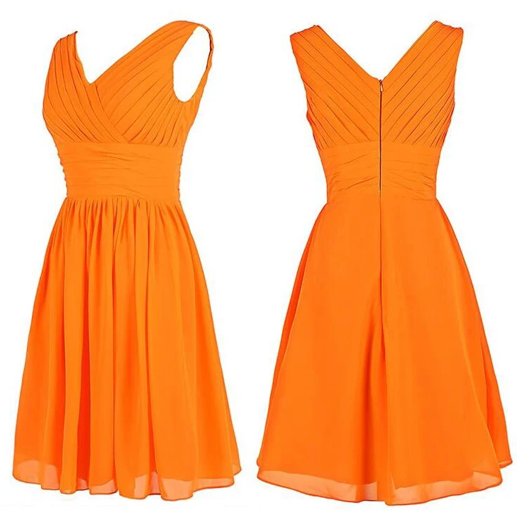 Short Chiffon Orange Bridesmaid Dresses ...