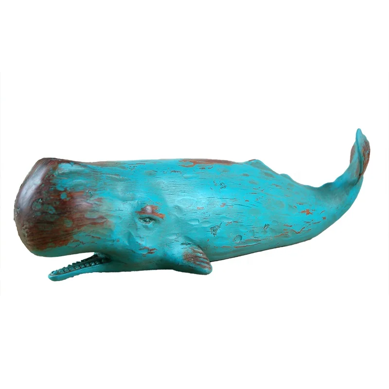 Resin Hand-Painted Ocean Series Cetacean Figure Sperm Whale Sculpture for Home Decor