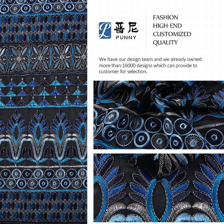 HA-15266 New Fashion Evening Dress Chiffon Sequences Embroidery Fabric 100% Polyester