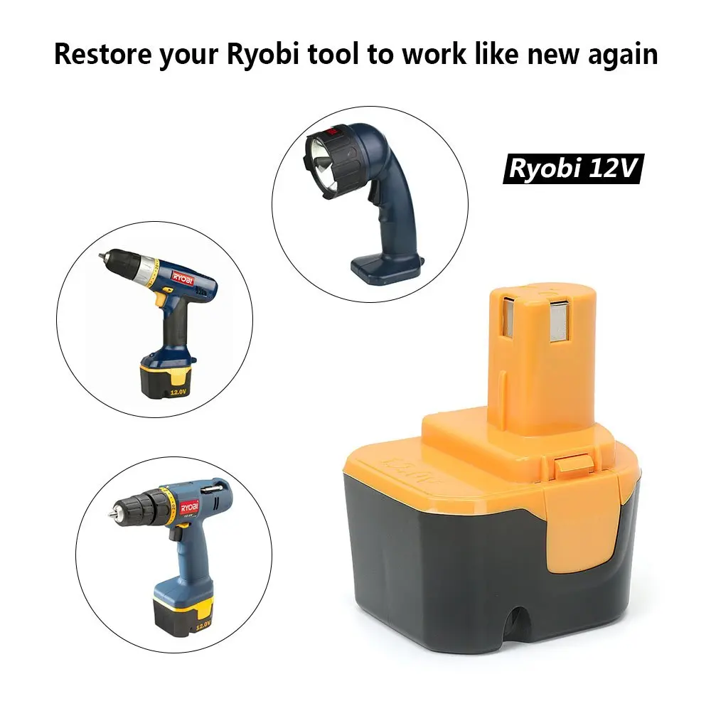 
Сменный аккумулятор 12 В 2.0Ah NiCd подходит для Ryobi 1400652 1400670 1400652B 1400143 RY-1204 