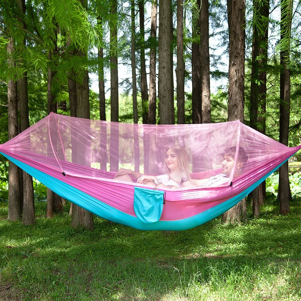 
Портативный уличный гамак для кемпинга с москитной сеткой, гамаки из парашютной ткани, Подвесные качели, кровать для сна, палатка для дерева 
