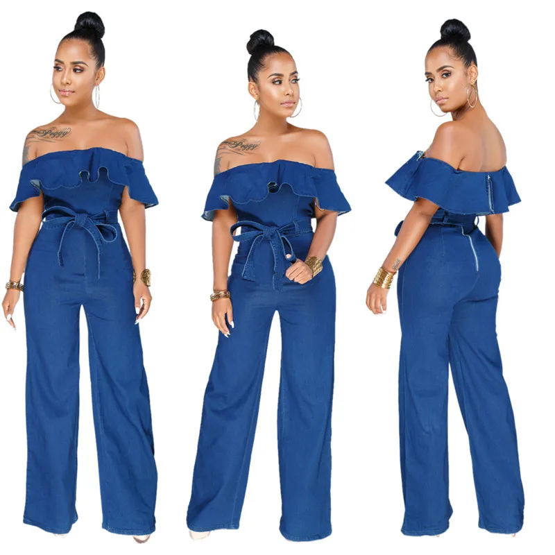Fashion Casual Tube Top Denim One Piece 