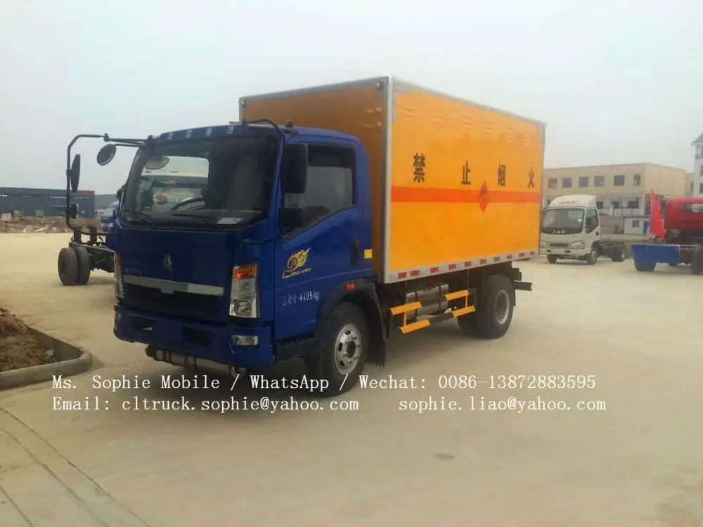 Cheapest Price 4 Tons Howo Small Gas Bottle Transportation Box Cargo Truck for Sale for Burma Peru Chile