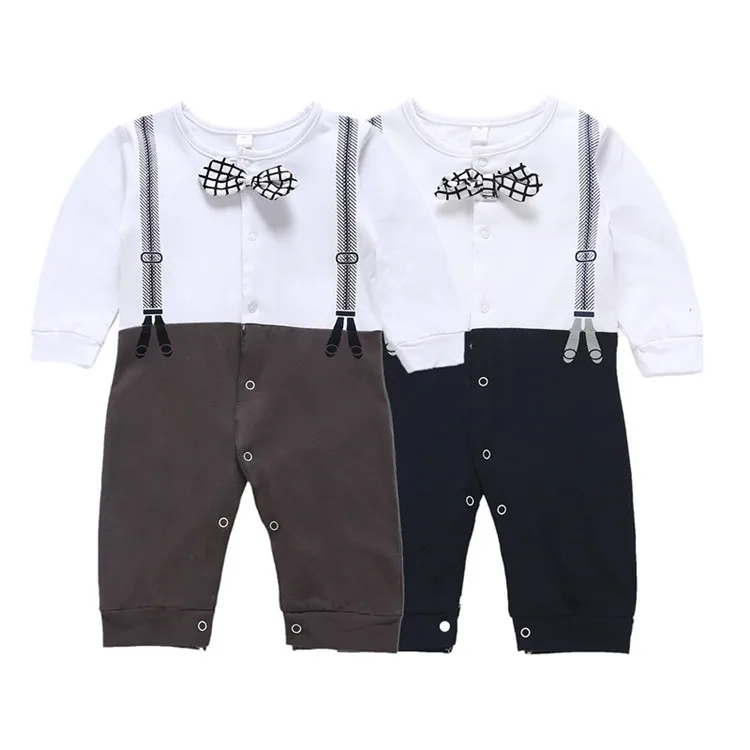 Удобная детская одежда женские комбинезоны с длинными рукавами джентльмен ребенок черный комбинезон младенческой