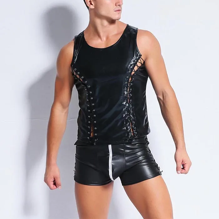 Flåde Krydret kamp Steampunk Gothic Mens Tank Sleeve Side Lace Up Vest Top Vinyl Leather  Undershirts Gay Fitness T Shirt - Buy T Shirt,T Shirt,T Shirt Product on  Alibaba.com