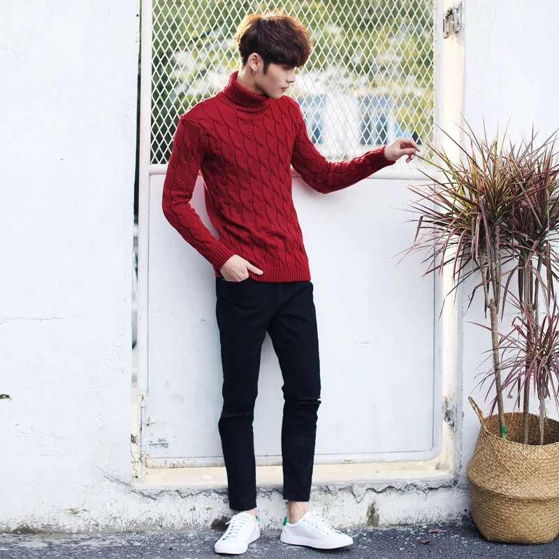 Spring Autumn Fashion High Collar Turtleneck Men Jacquard High Quality  Winter Sweater Boy Sweater - Buy Pull D'hiver Pour Hommes Product on  