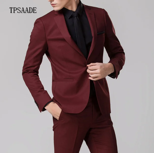Wholesale Customized Fashion Casual Wine Red Coat Men Suit WF612 From