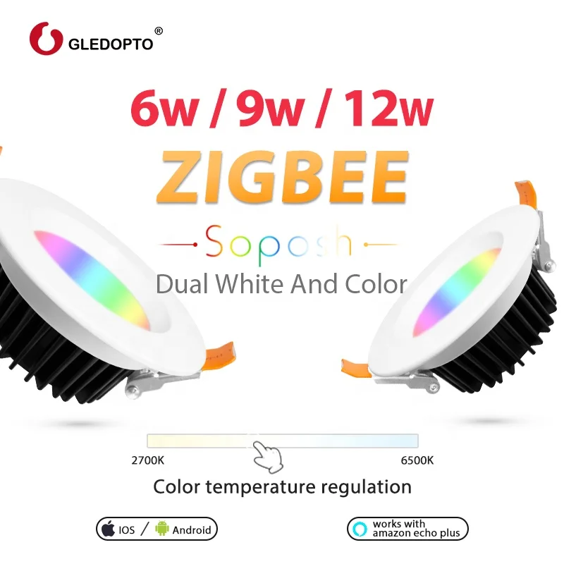 Светодиодный потолочный светильник Gledopto Zigbee высокой яркости, популярный на amazon, 160x60 мм, двойной белый и цветной, 12 Вт