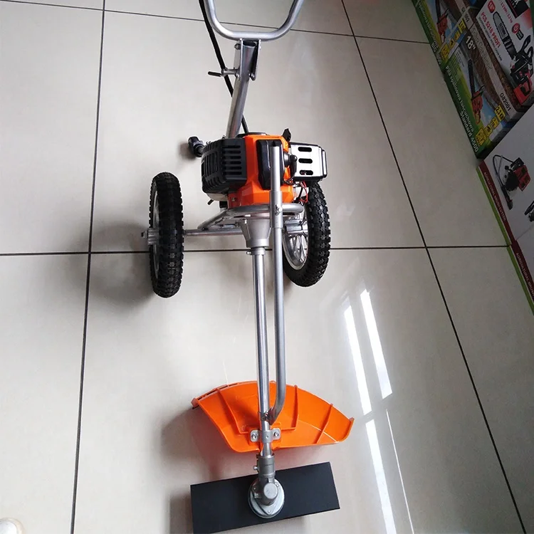 gasoline hand push brush cutter with 2 wheels