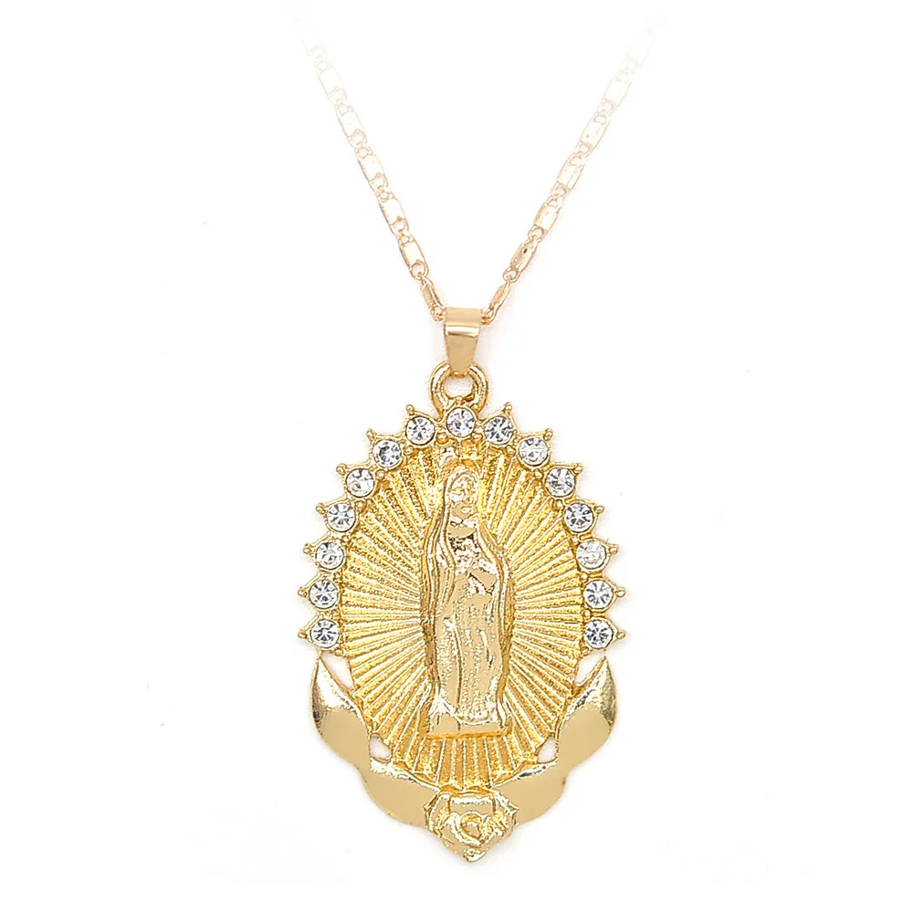 Virgin Mary necklace, religious necklace, catholic necklace, mother of god  pendant, blessed mother, 14k gold filled chain