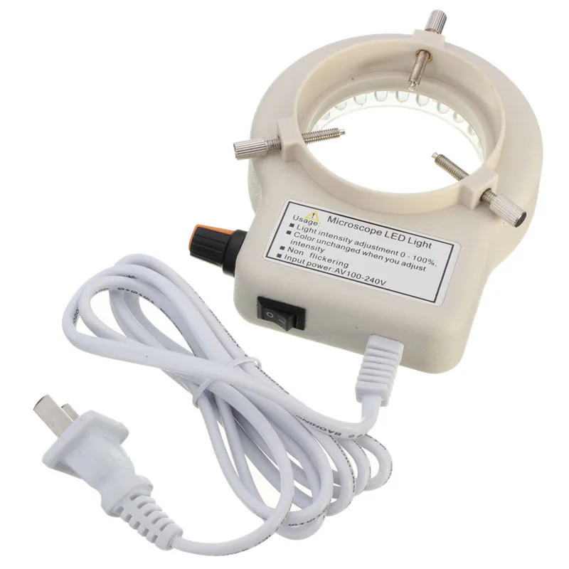 Adjustable Source Microscope Ring Light for Video Microscopes Optical Instrument LED Brightness Adjustable Light US Plug 