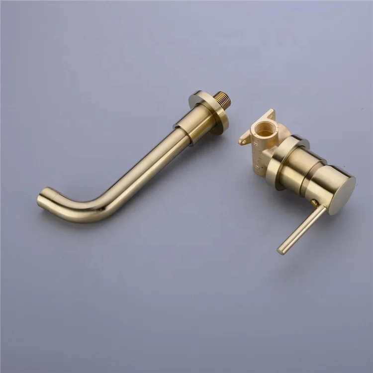 Латунный матовый золотой смеситель для раковины, смеситель для горячей и холодной воды с настенным креплением, черный матовый розовый Золотой смеситель для раковины