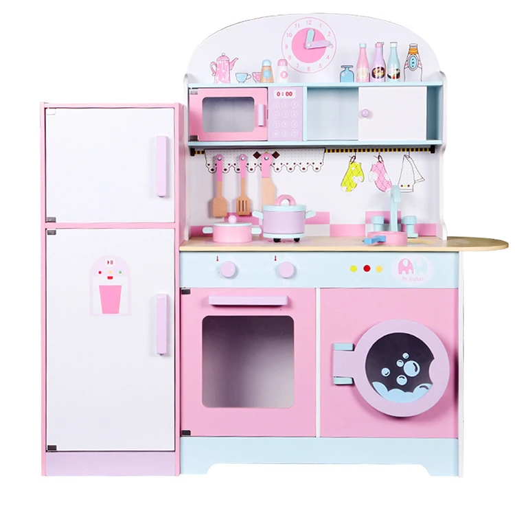 木製ピンクビッグキッチンセットおもちゃ | 2-7歳向けのごっこ遊び用