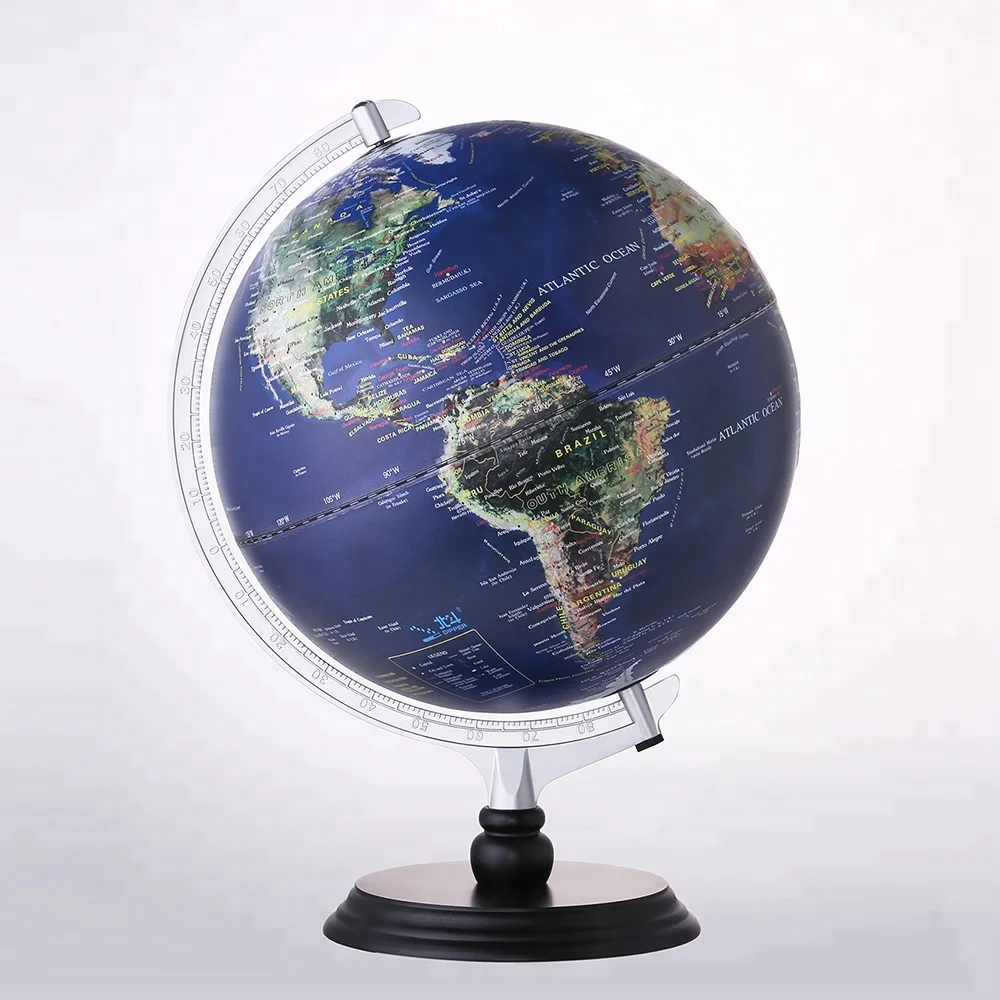 G1201-LS 12 дюймов с подсветкой спутниковый вид World Earth Globe Tullurion деревянная подставка география