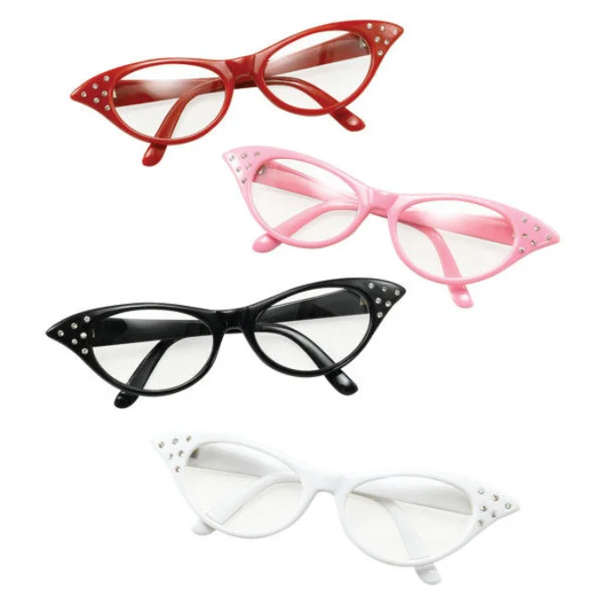 Pink Ladies Grease Sunglasses Flyaway Rock and Roll Diamante Glasses 50s  1950s