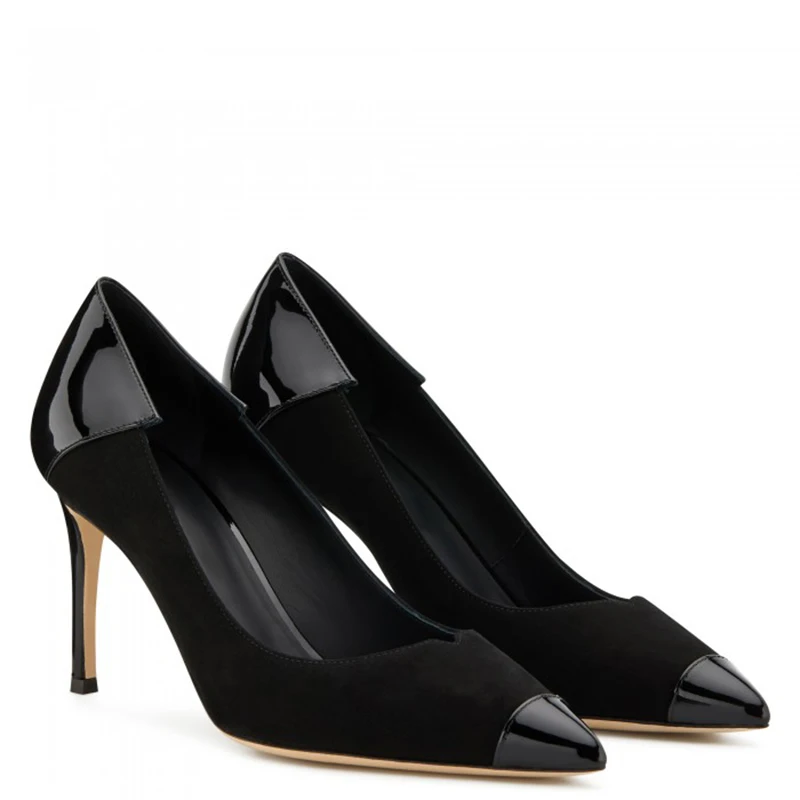 Latest Pointed High Heel Black Basic Pumps Court Shoes for Woman