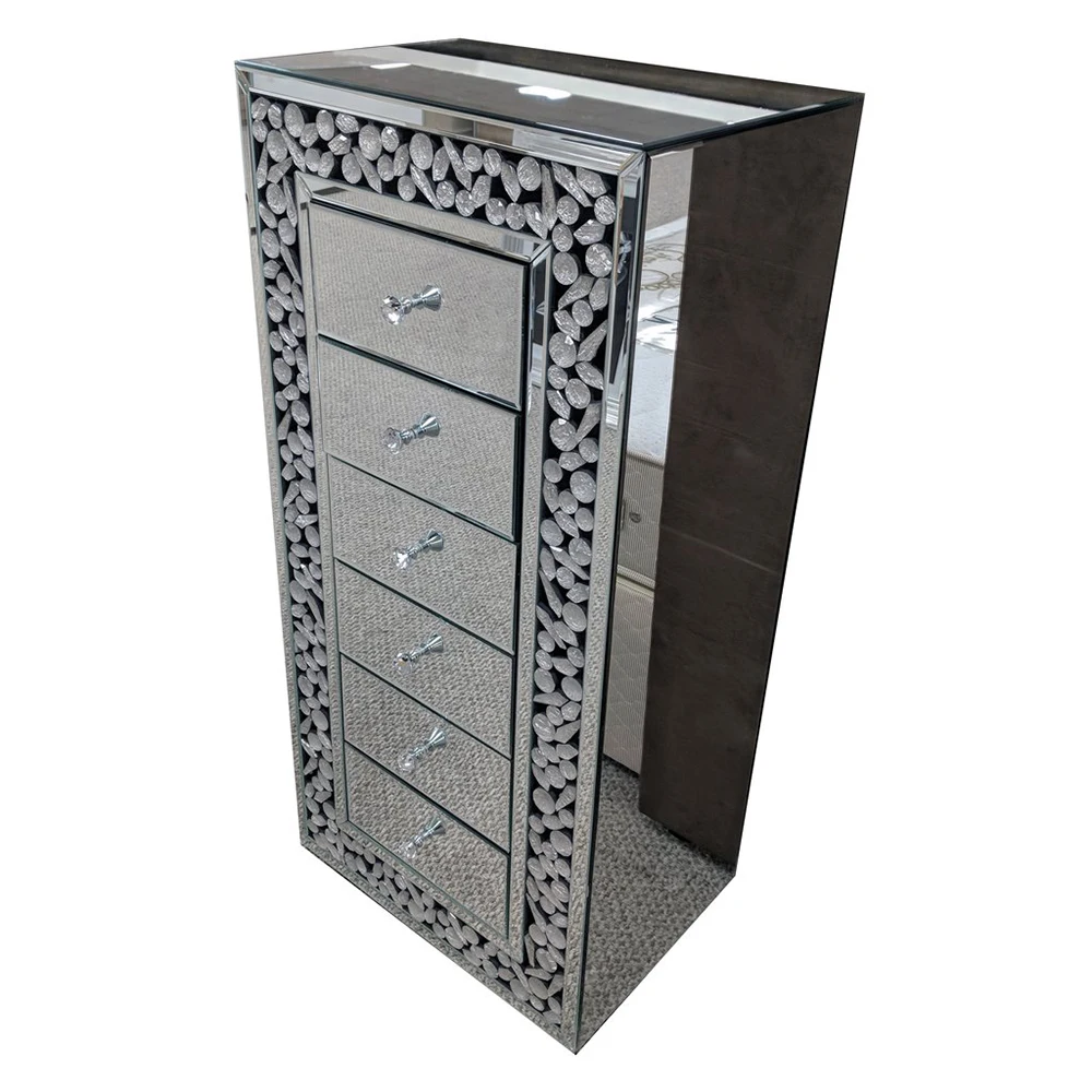 Crystal Mirrored 5 Drawer Tall Beside Chest Of Drawers Buy Crystal Mirrored 5 Drawer Tall Beside Chest Of Drawers High Quality Mirrrored Chest Of Drawer Side Table Mirrored Home Furniture Set Diamond Side