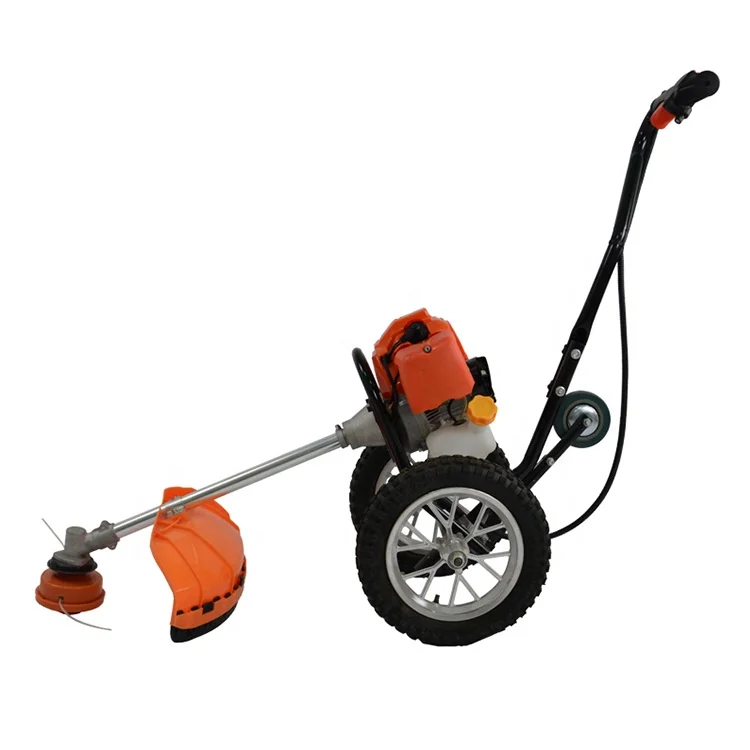 gasoline hand push brush cutter with 2 wheels