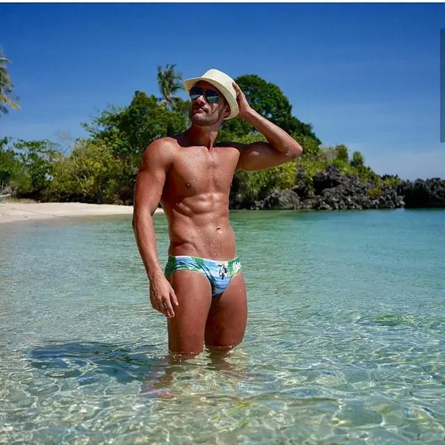 Traje de baño sexy para hombre de corte breve impermeable de doble