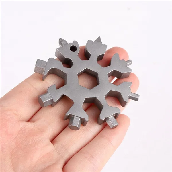 18 In 1 DIY Stainless Multi-Tool Portable Snowflake Shape Key Chain Screwdriver 