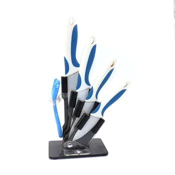 High quality TPR handle ceramic knife set with acrylic stand