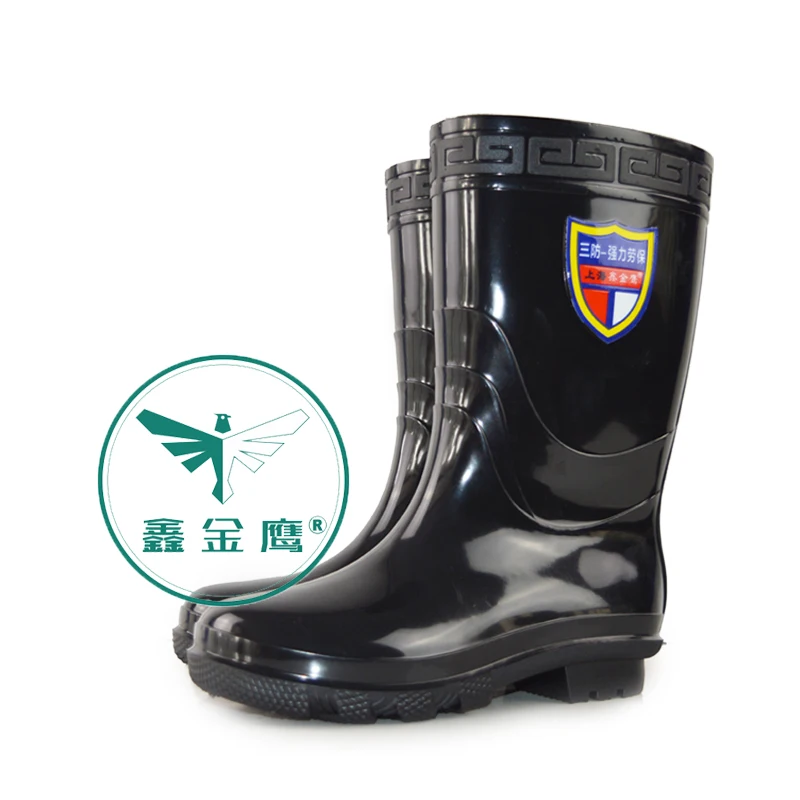 Черные черные монохромные ботинки для добычи воды оптом, рабочие ботинки из ПВХ, ботинки для дождя, защита труда, мужские резиновые ботинки для дождя