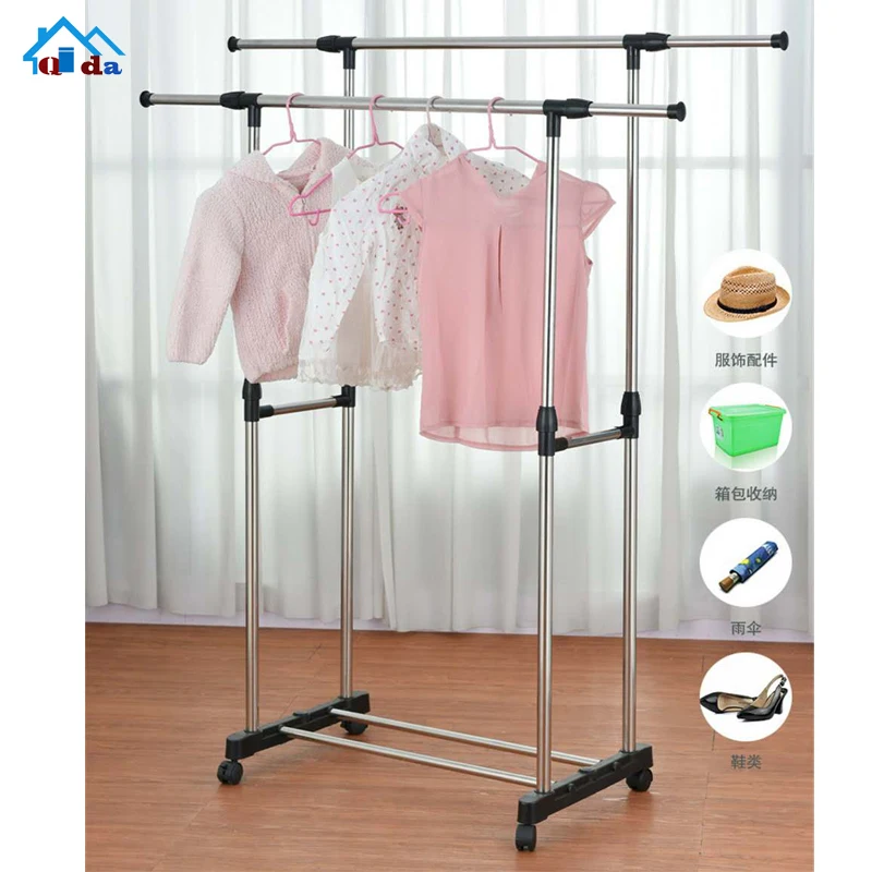 Double pole telescopic clothes rail new arrivals