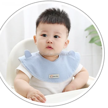 Eco-friendly Custom Small Ears Waterproof Cotton Bibs for Baby Premium Product Saliva Towel Burp Cloth Round Printed Support